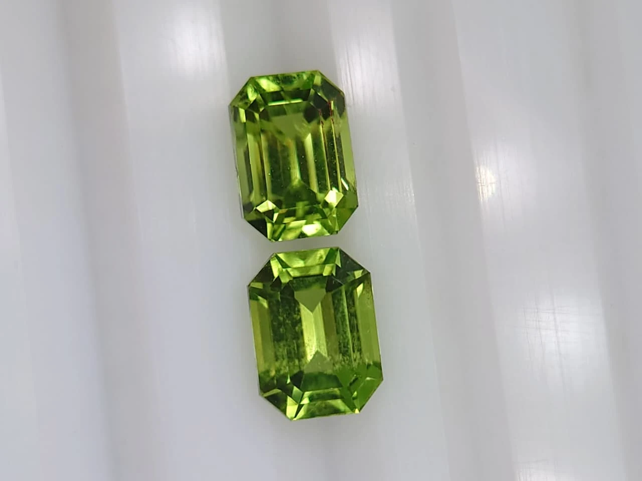3.2ct Natural Emerald Faceted Peridot Pair from Pakistan — view 4